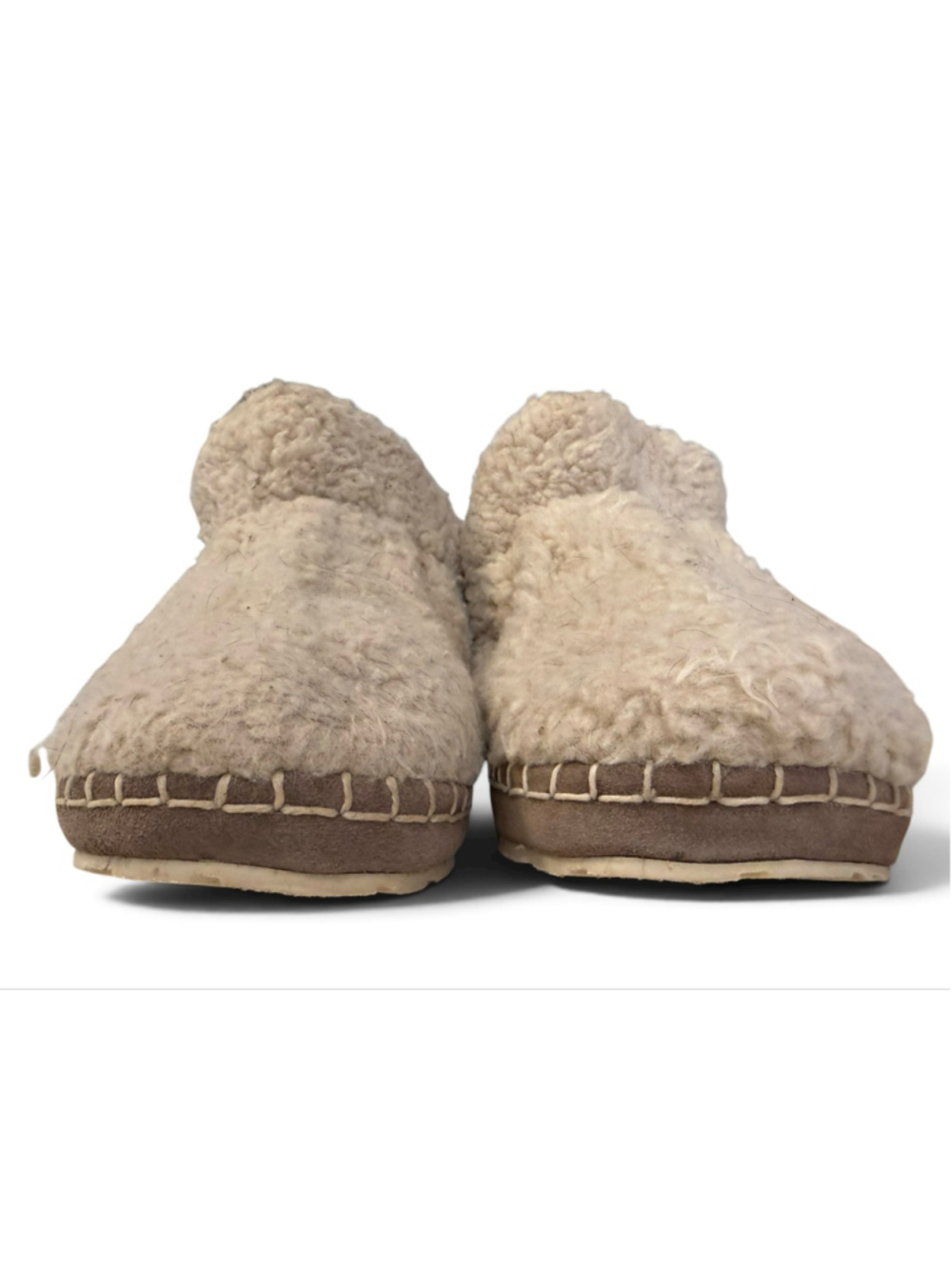 L.L.Bean Womens Slipper Booties Size 9 M Beige Sherpa Fleece Lined Indoor Outdoo - Picture 2 of 10